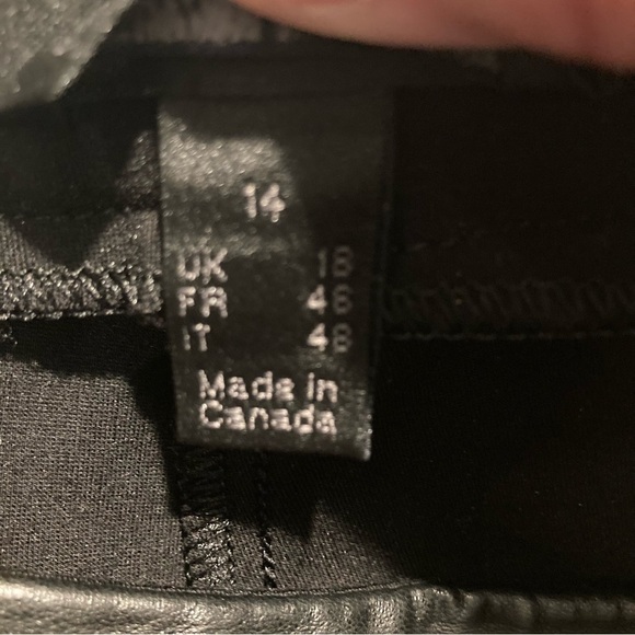 DANIER Sz 14 Mixed  Media Straight Leg High Rise Leather and Fabric Zipper Pants - Picture 10 of 12